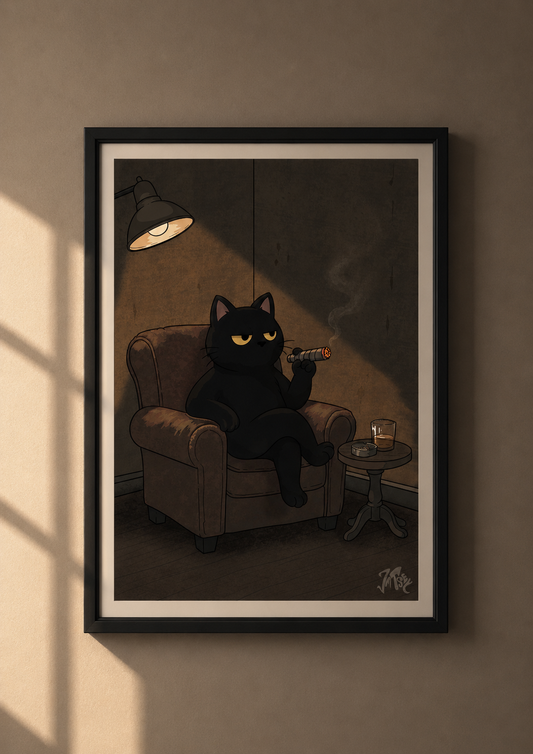 Cat on couch poster