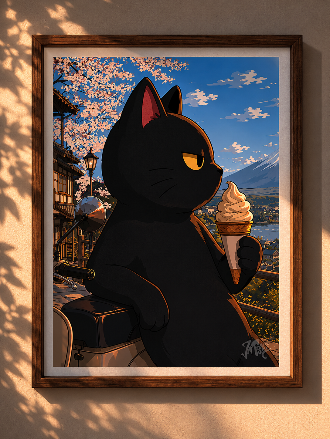 Cat eating icecream poster