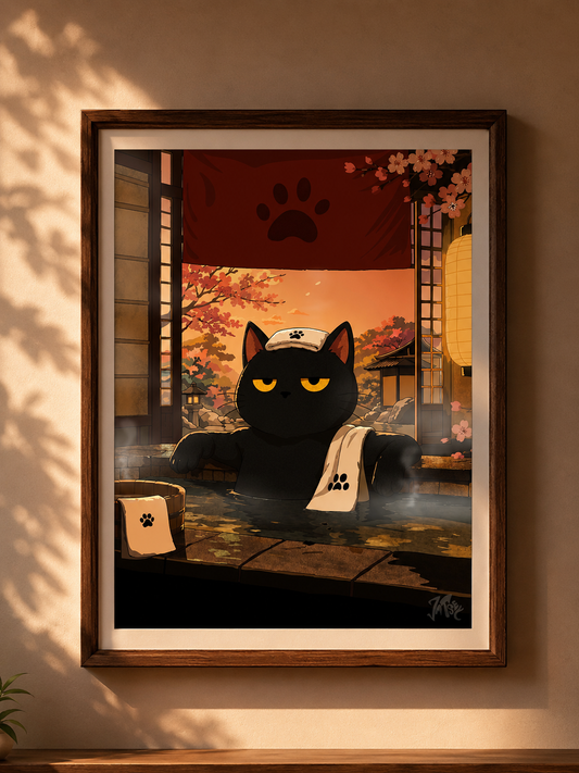 Cat in bathhouse poster
