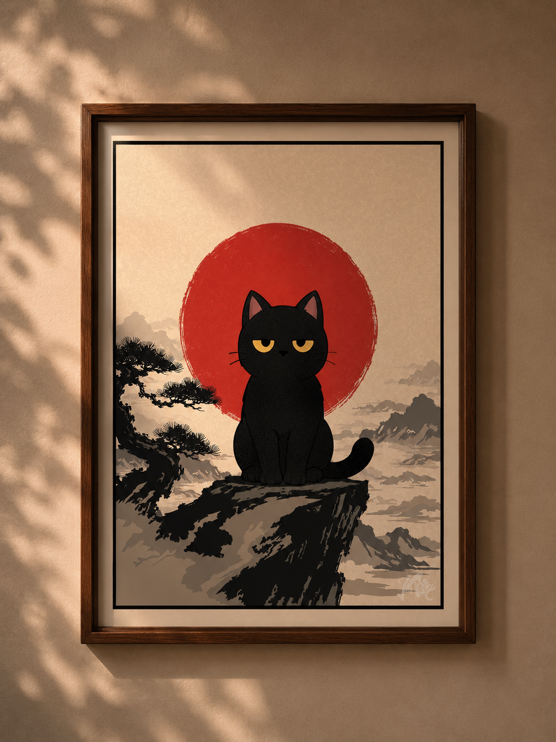 Cat on cliff poster