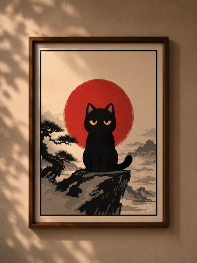 Cat on cliff poster